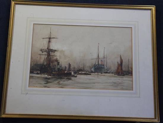 Charles Dixon (1872-1934) Shipping on The Thames 12.5 x 19.5in.